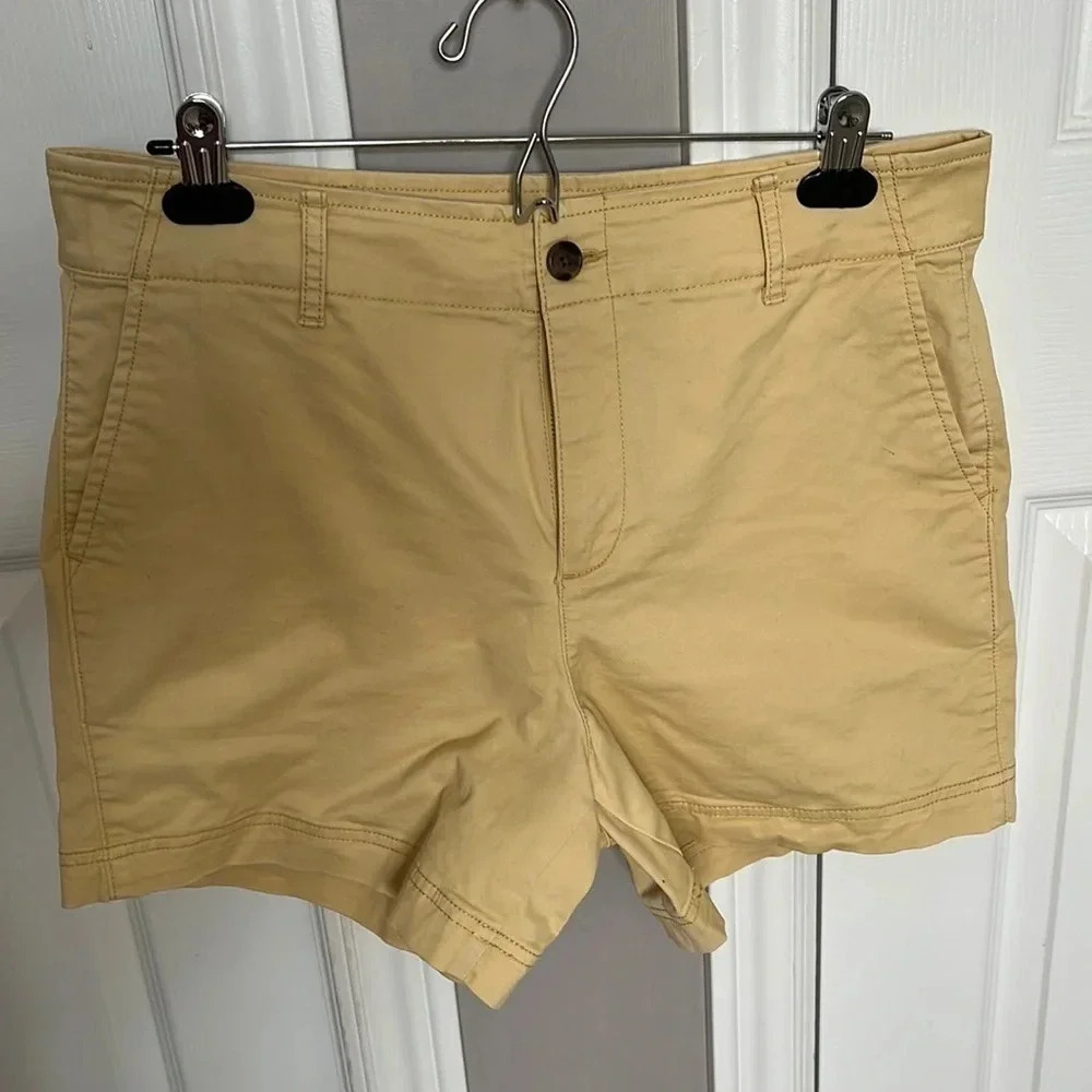 GAP Yellow Cotton Shorts High Waisted Pockets, Size 8